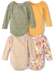 Baby Girls Floral Bodysuit 4-Pack