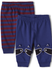 Baby Boys Raccoon Striped Pants 2-Pack