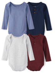 Baby Boys Button Front Bodysuit 4-Pack
