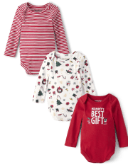 Unisex Baby Christmas Bodysuit 3-Pack