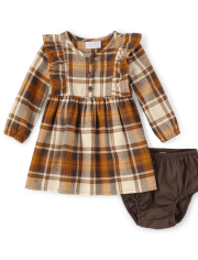 Baby Girls Matching Family Plaid Flannel Shirt Dress