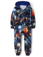 Boys Space Fleece One Piece Pajamas