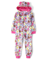 Girls Breakfast Fleece One Piece Pajamas