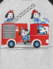 Baby And Toddler Boys Fire Truck Dog Snug Fit Cotton Pajamas