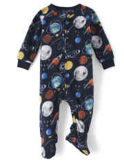 Baby And Toddler Boys Space Fleece Footed One Piece Pajamas
