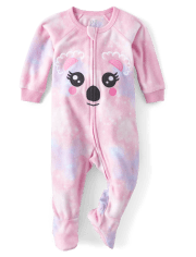 Pijamas de una pieza con patas de forro polar con cara de koala para bebés y niñas pequeñas