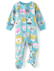 Baby And Toddler Girls Animal Face Fleece Footed One Piece Pajamas