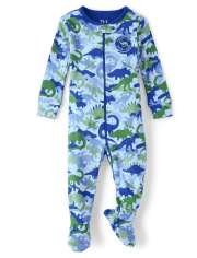 Pyjama une pièce à pieds en coton coupe ajustée Dino Camo pour bébés et tout-petits garçons