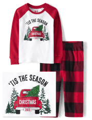 Unisex Toddler Matching Family Tis The Season Christmas 2023 Snug Fit Cotton And Fleece Pajamas