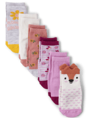 Paquete de 6 calcetines midi Fox para bebés y niñas pequeñas