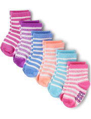 Baby And Toddler Girls Striped Super Soft Midi Socks 6-Pack