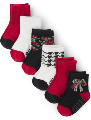 Paquete de 6 calcetines midi con rosas para bebés y niñas pequeñas
