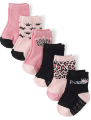 Calcetines midi de leopardo para bebé niña, paquete de 6