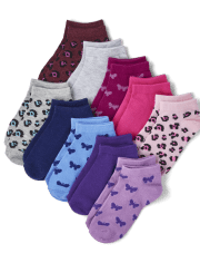 Girls Leopard Super Soft Ankle Socks 10-Pack