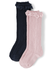 Girls Super Soft Pointelle Boot Socks 2-Pack