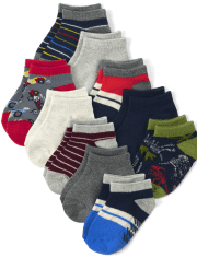 Paquete de 10 calcetines tobilleros a rayas para bebés y niños pequeños