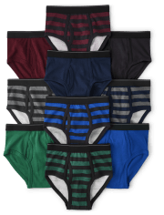 Ropa interior breve a rayas para niños, paquete de 10