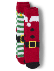 Adult Matching Family Santa Elf Suit Cozy Socks 2-Pack