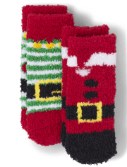 Baby And Toddler Matching Family Santa Elf Suit Cozy Socks 2-Pack
