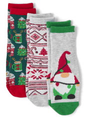 Unisex Baby And Toddler Matching Family Gnome Crew Socks 3-Pack