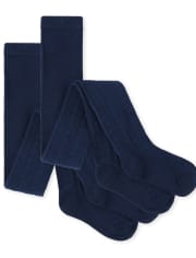 Lot de 2 collants uniformes en tricot torsadé pour filles