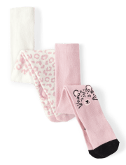 Pack de 2 medias con estampado de leopardo para bebés y niñas pequeñas