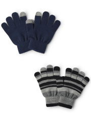 Paquete de 2 guantes para enviar mensajes de texto a rayas para niño