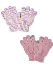 Girls Rainbow Space Dye Texting Gloves 2-Pack