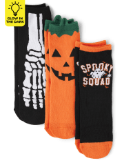 Unisex Kids Glow Spooky Squad Crew Socks 3-Pack