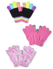 Girls Rainbow Texting Gloves 3-Pack