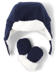 Baby Boys Trapper Hat And Mittens 2-Piece Set