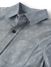 Boys Horseshoe Poplin Button Up Shirt