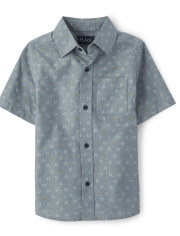 Boys Horseshoe Poplin Button Up Shirt