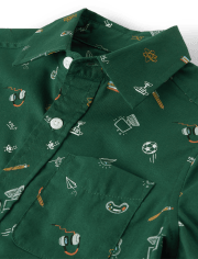 Camisa con botones de popelina Doodle School para niños