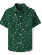 Camisa con botones de popelina Doodle School para niños