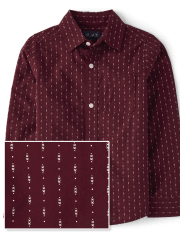 Chemise boutonnée en popeline à pois pour garçon