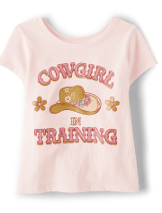 Camiseta con estampado de vaquera para bebés y niñas pequeñas