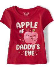 Camiseta con estampado de manzana para bebés y niñas pequeñas