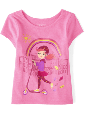 Camiseta con estampado de scooter para bebés y niñas pequeñas