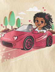 Camiseta con estampado de coche para bebés y niñas pequeñas