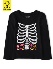 Baby And Toddler Girls Matching Family Glow Candy Skeleton Graphic Tee
