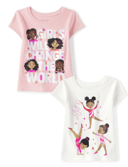 Baby And Toddler Girls Gymnasts Graphic Tee 2-Pack