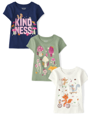 Baby And Toddler Girls Kindness Graphic Tee 3-Pack