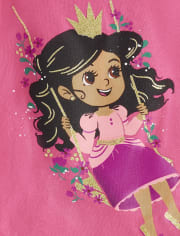 Paquete de 2 camisetas con estampado de princesa para bebés y niñas pequeñas