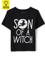 Camiseta con estampado de bruja luminosa para bebés y niños pequeños