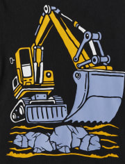 Camiseta con gráfico de camión de construcción para bebés y niños pequeños