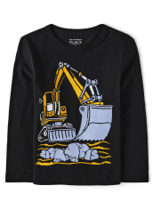 Camiseta con gráfico de camión de construcción para bebés y niños pequeños