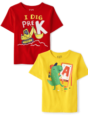 Pack de 2 camisetas escolares con gráfico para niños pequeños