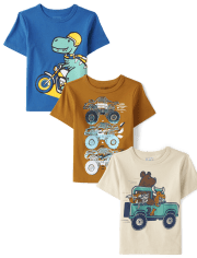 Baby And Toddler Boys Vehicle Graphic Tee 3-Pack