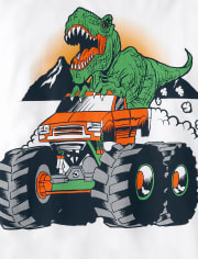 Camiseta con estampado Dino Monster Truck para niños
